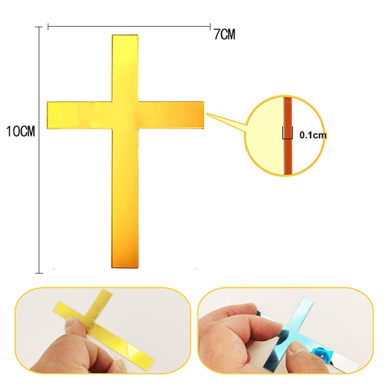 4X 10 Piezas Adornos Acrílicos en Forma de Cruz para Tartas Decoración Creativa de Lujo Suministros para Tartas de Boda DIY
