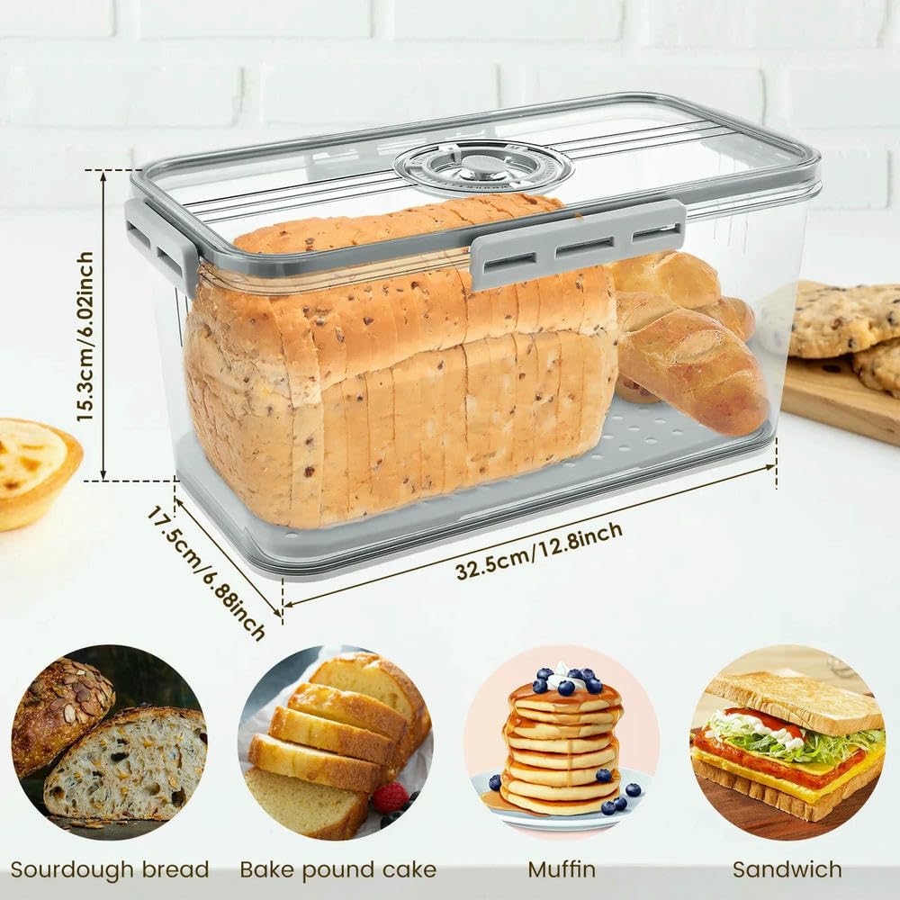 Brot Lebensmittel Aufbewahrungsbox Versiegelte Frischhaltedose Große Kapazität Lebensmittel Dispenser Transparent Aufbewahrungsbox Küche Aufbewahrungsbox