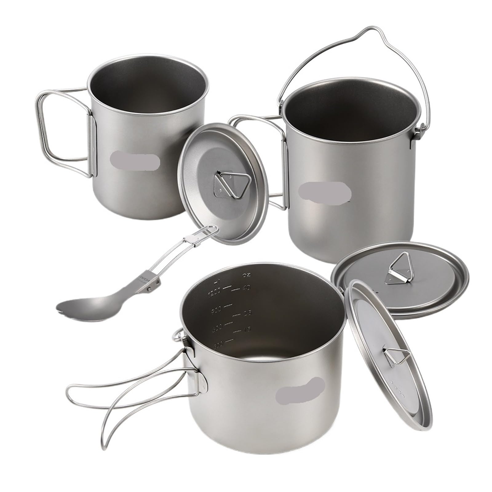 Generico Compatibile con Tazza da 900 ml Ultraleggera Portatile Appendere Coperchio e Manico Pieghevole Campeggio all'aperto
