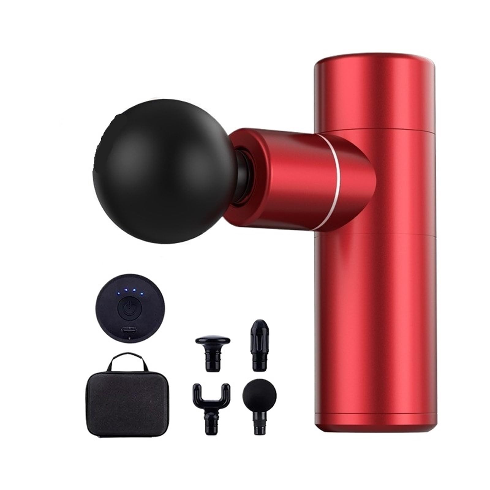 Pistola de masaje, Mini Masajeador Eléctrico De Cuello Bolsillo Con Pistola Masaje Muscular Para Regalo Relajación Corporal para hombres/mujeres(Red)