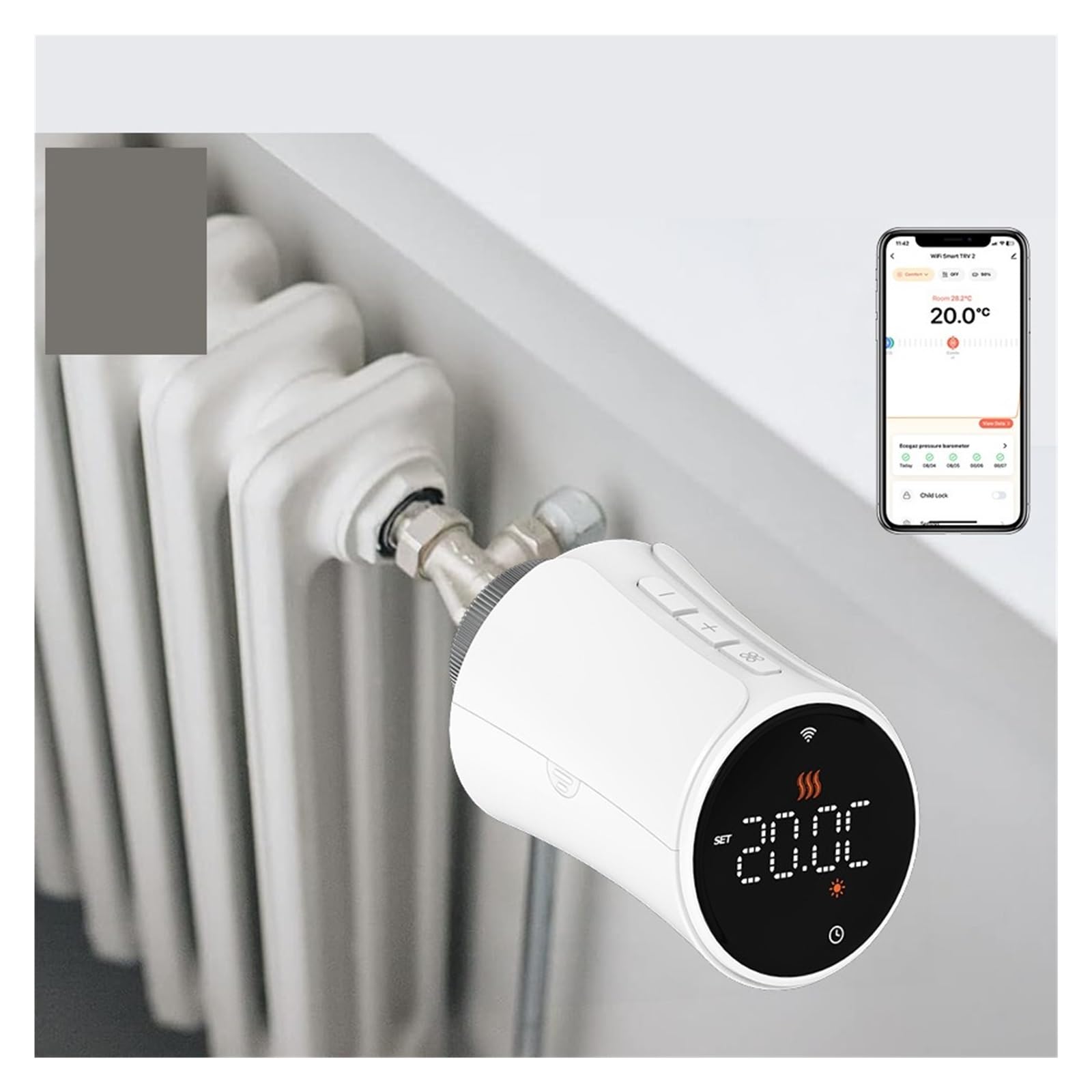 Controlador de Temperatura Remoto for el hogar, actuador de válvula de radiador con Cabezal termostático WiFi Inteligente TRV