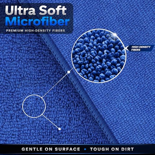 Image of Cutting EDGE 380 GSM - Set of 2 - Microfiber Car Cleaning Cloth, Ultra Soft Absorbent Towel, Scratch-Free Lint-Free for Car Detailing, Exterior Interior Glass, Blue (30 x 30 cm)