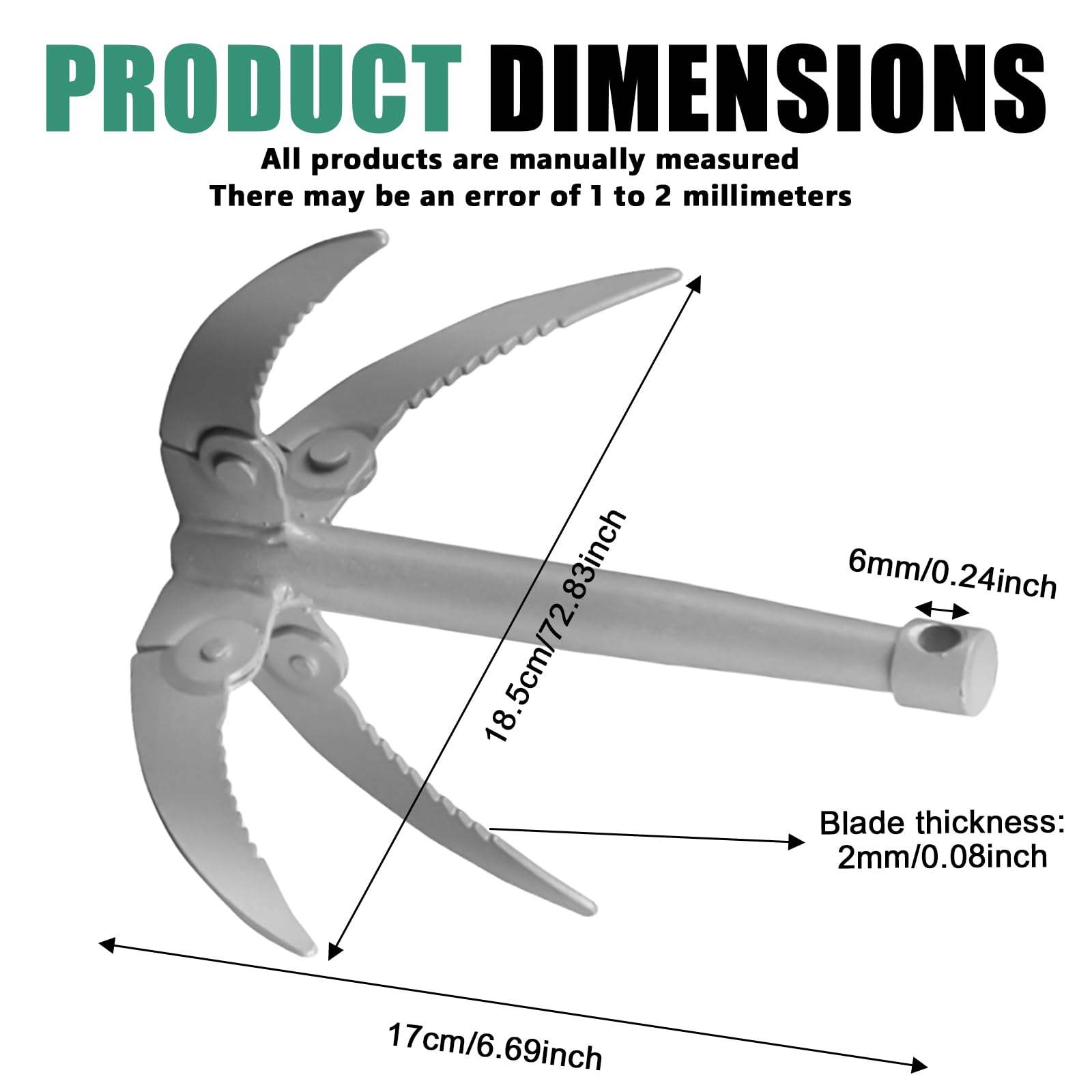 Ancora Pieghevole AMONENZ A 4 Ganci | Con Corda 10m | Per Pulizia Fondale Pesca - Foto 8