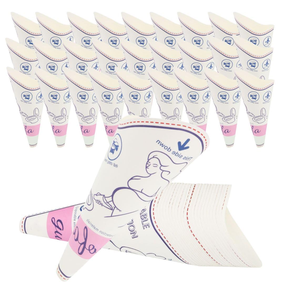 Female Urinal, 28Pcs Disposable Urinal for Women Portable Urinal Standing up for Women Waterproof Paper Standing Pee Funnel for Pregnant, Wounded, Travel, Camping, Outdoor Activitie