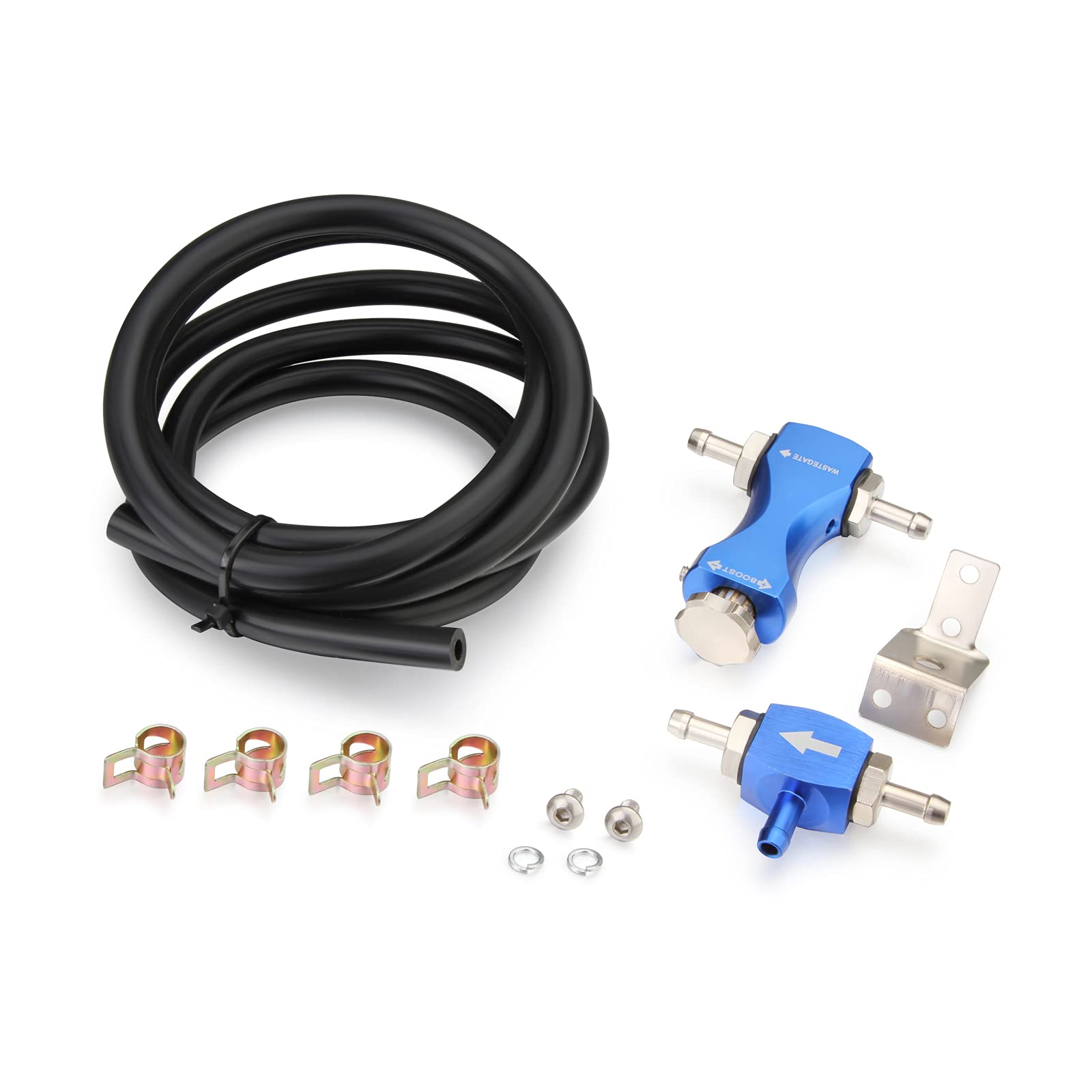 Twilight Garage Universal Turbo Tee Bleed Valve Adjustable Bilateral Petrol Diesel Turbo Skyline Manual Boost Controller Kit - Blue