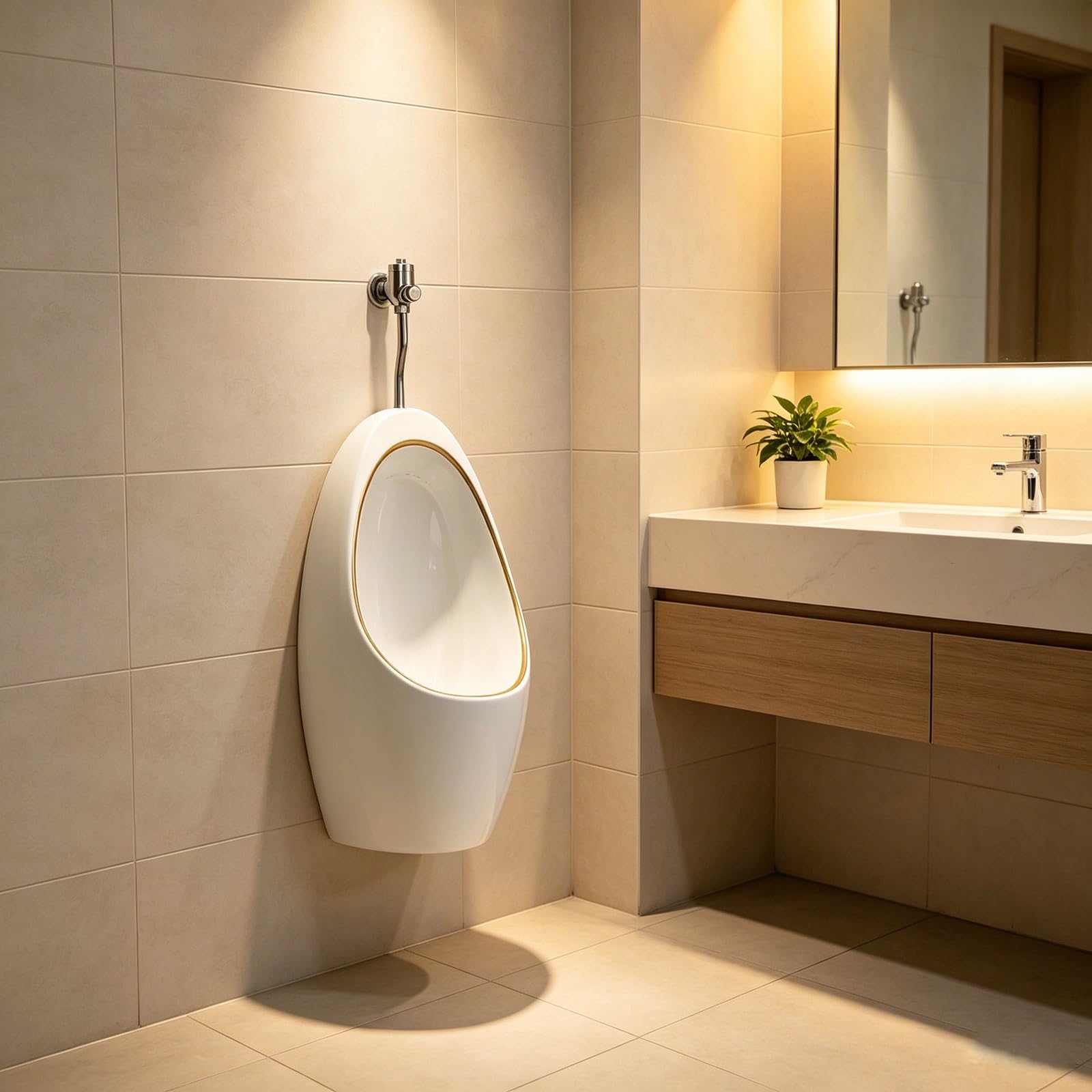 Eiwitany Wall Mounted Ceramic Men's Urinal, Odor Resistant Automatic Sensor Urinal for Hotel, Bar, Indoor and Outdoor Use (Manual)