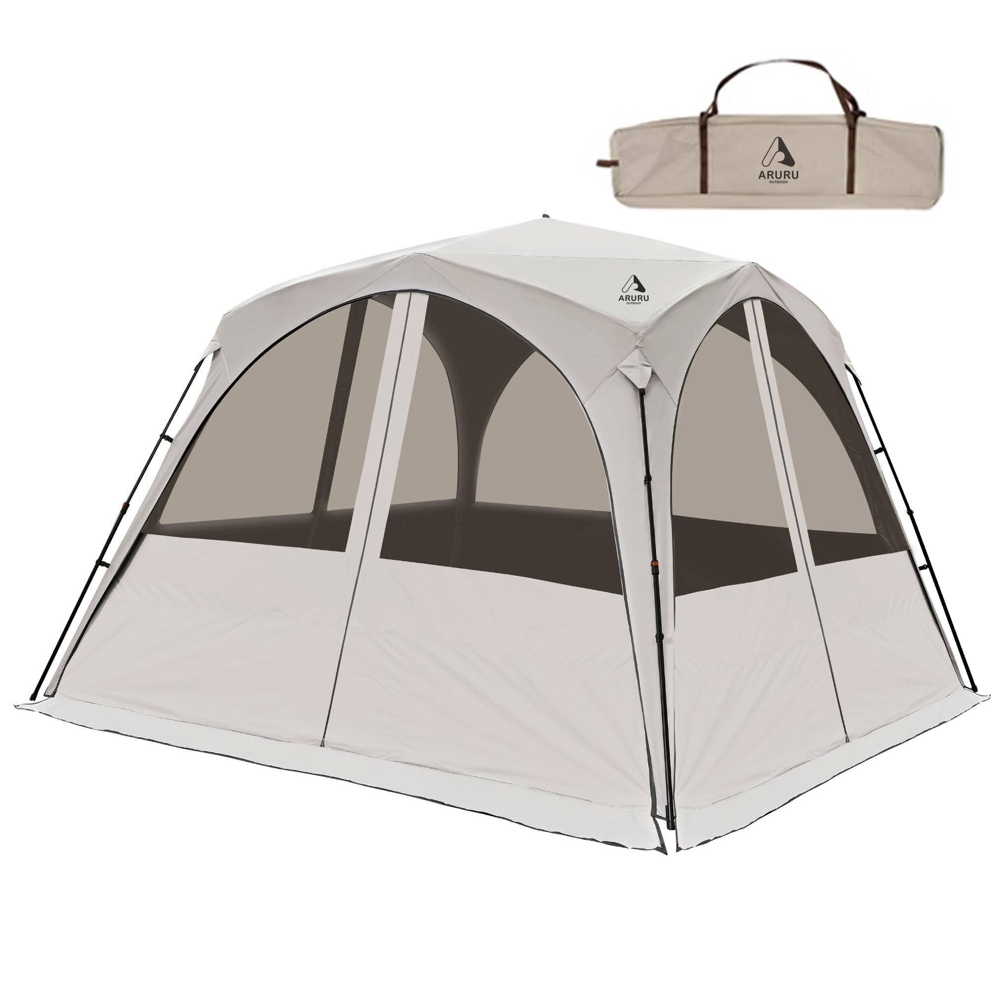 Camping Pavillon 3×3m Kuppelzelt mit 4 or 2×2-in-1 Seitenteilen Wasserdicht Sonnenschutz und Moskitonetz mit Titan-Blackout Beschichtung Camping & Strand & Gartenzelt Pop Up Zelt Aufbau