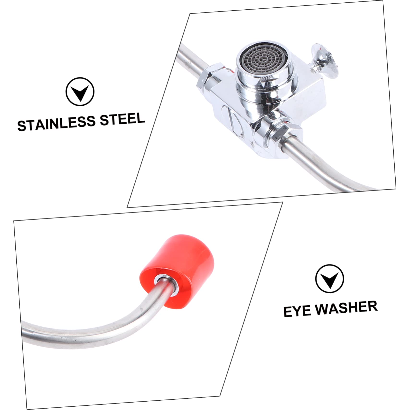 Lavaojos Montado Grifo de Acero Inoxidable 304, Plata | Activación Rápida, Caudal Regulable, para Laboratorios y Fábricas Químicas