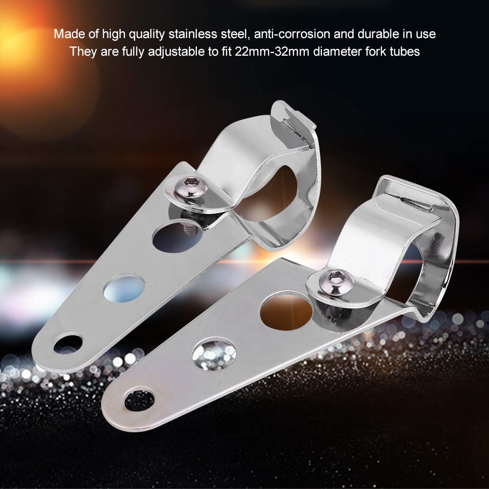 7 Inch Motorcycle Headlight Mounting Bracket 2pcs Motorcycle 28mm-34mm Headlight Mount Bracket Fork Racer for Kawasaki for Suzuki for Head Light Lamp Holder(Silver)