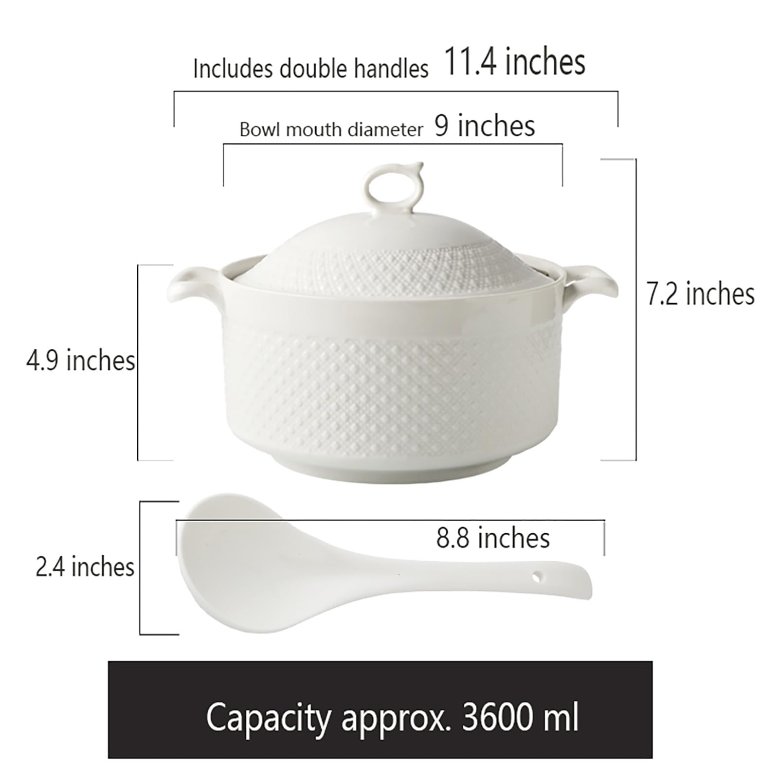 YLME Casseruola con Coperchio Pentole di Terracotta per Cucinare Pentola Terracotta Lavabile Lavastoviglie per Riso Stufato Fagioli Superficie Non Porosa Non è Necessario Ammollo,3600ml