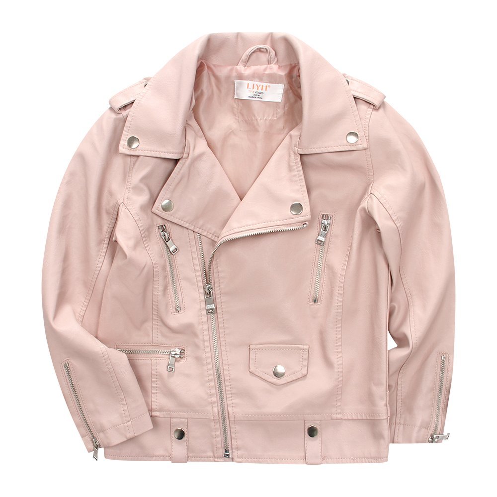 LJYH Toddle/Big Girl's Soft Faux Leather Jacket