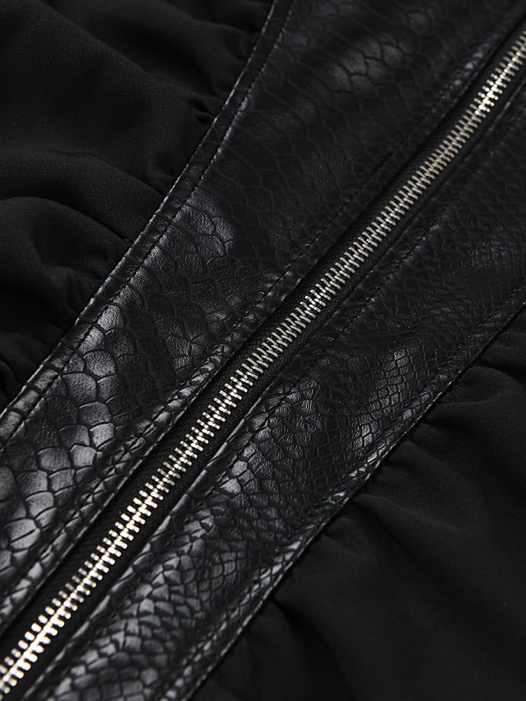 Falda Cuero Mujer Falda de Medio Cuerpo Plisada Irregular Cuero PU Negro Cintura Alta for Mujer Moda Primavera otoño