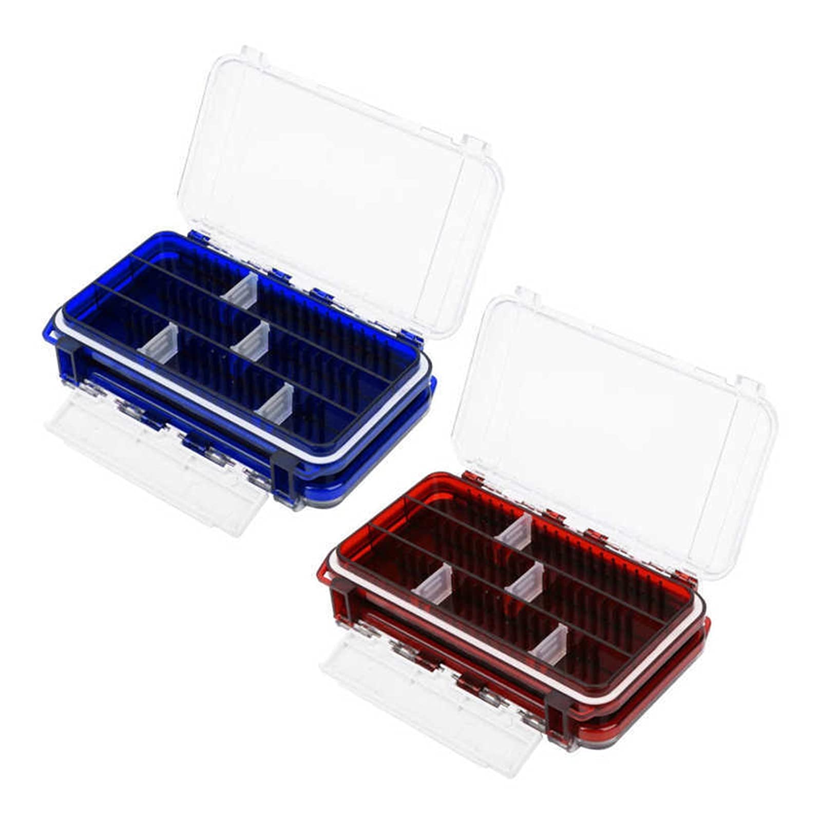 Angelzubehör Angelkoffer-Boxen doppelseitig Tackelkästen Köder Aufbewahrungsfall Angelcontainerbox Multifunktionsköder Organizer Aufbewahrungskoffer Kleinteilebox (Color : Blauw)