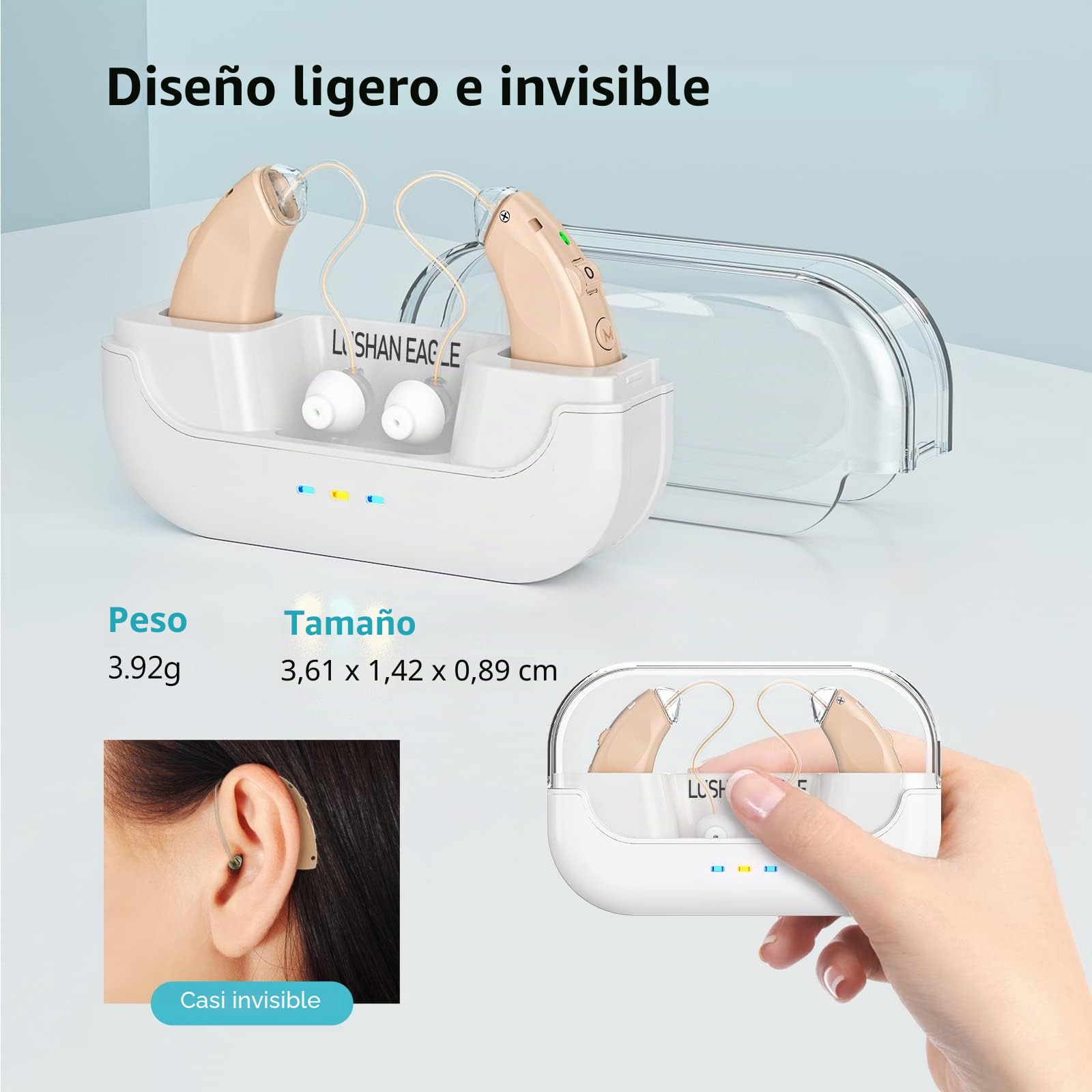 Audífonos Auriculares de amplificación de sonido Captadores de sonido con batería recargable de larga duración
