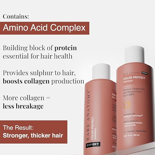 Miniatura 4 de Bare Anatomy Champú para proteger el color del cabello  Conserva el color hasta 8 semanas  Repara el daño con aminoácidos y proteína de quinua  Sin