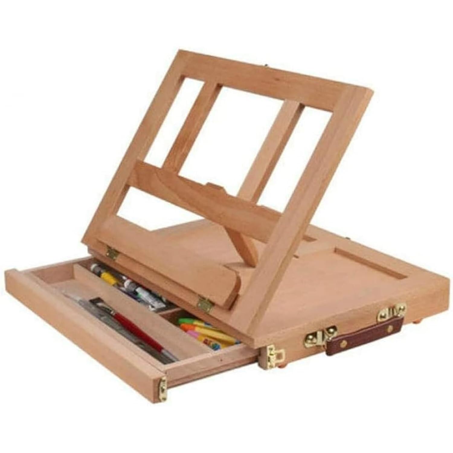 HADECOLL Desk Easel For Drawing And Painting, Portable Beechwood Tabletop Easel With Adjustable Angle, Solid Wood Frame, Storage Drawer