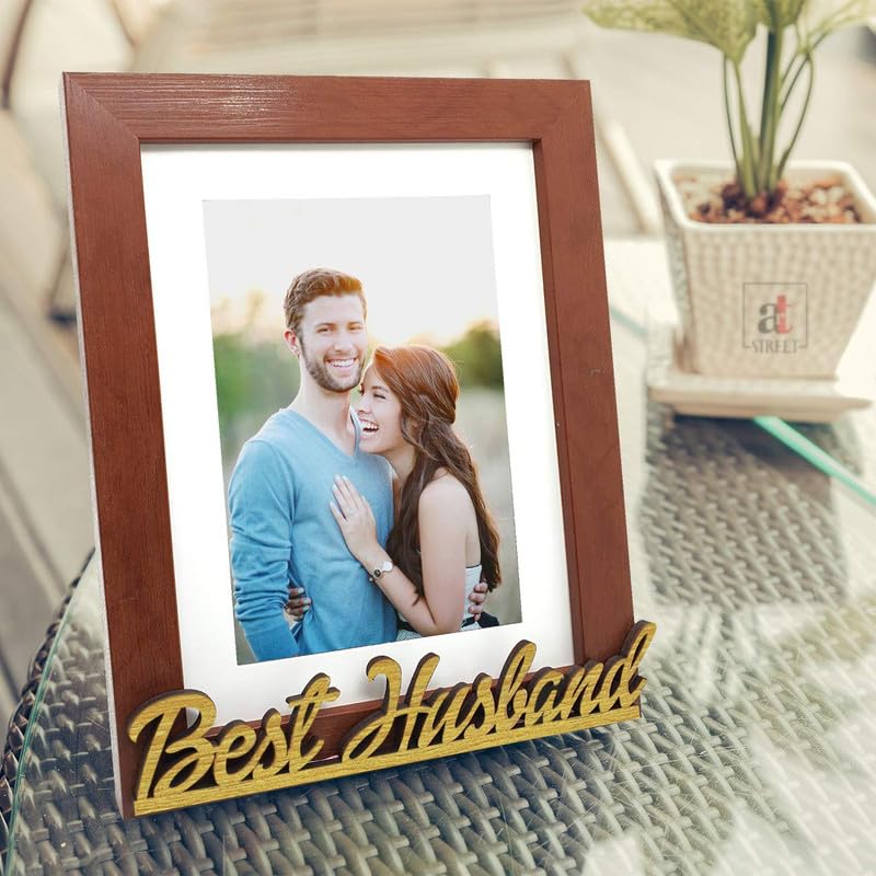 SNAP ART Customized Synthetic Wood - Best Husband Rectangular Wall Mount Table Photo Frame Red and Black for Valentine Day(Photo Size 6X8) Photo Gift/Love Gift/Valentine Gift