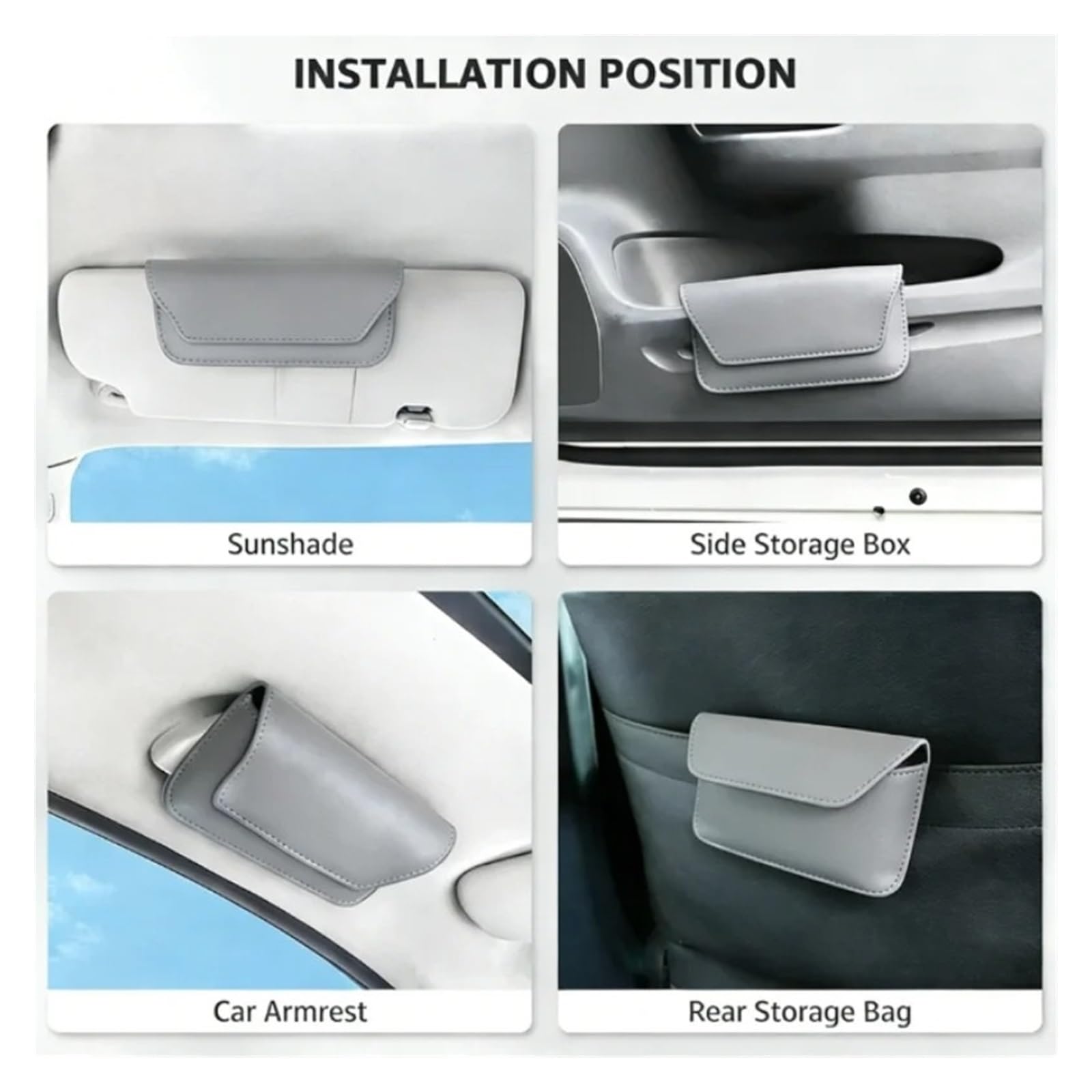 Soporte para Gafas De Sol Coche Estuche para Visera Organizador Almacenamiento Accesorios Interiores Magnéticos Cuero Estuche para Gafas De Sol Coche(Gray)