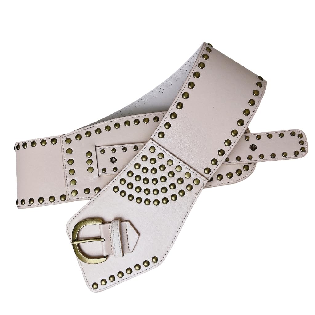 DLUKENY Rivet Studded Belt for Women Men Unisex Vintage Punk Cinchers Belt for Jeans Pants Teens Decorative PU Leather Waistband
