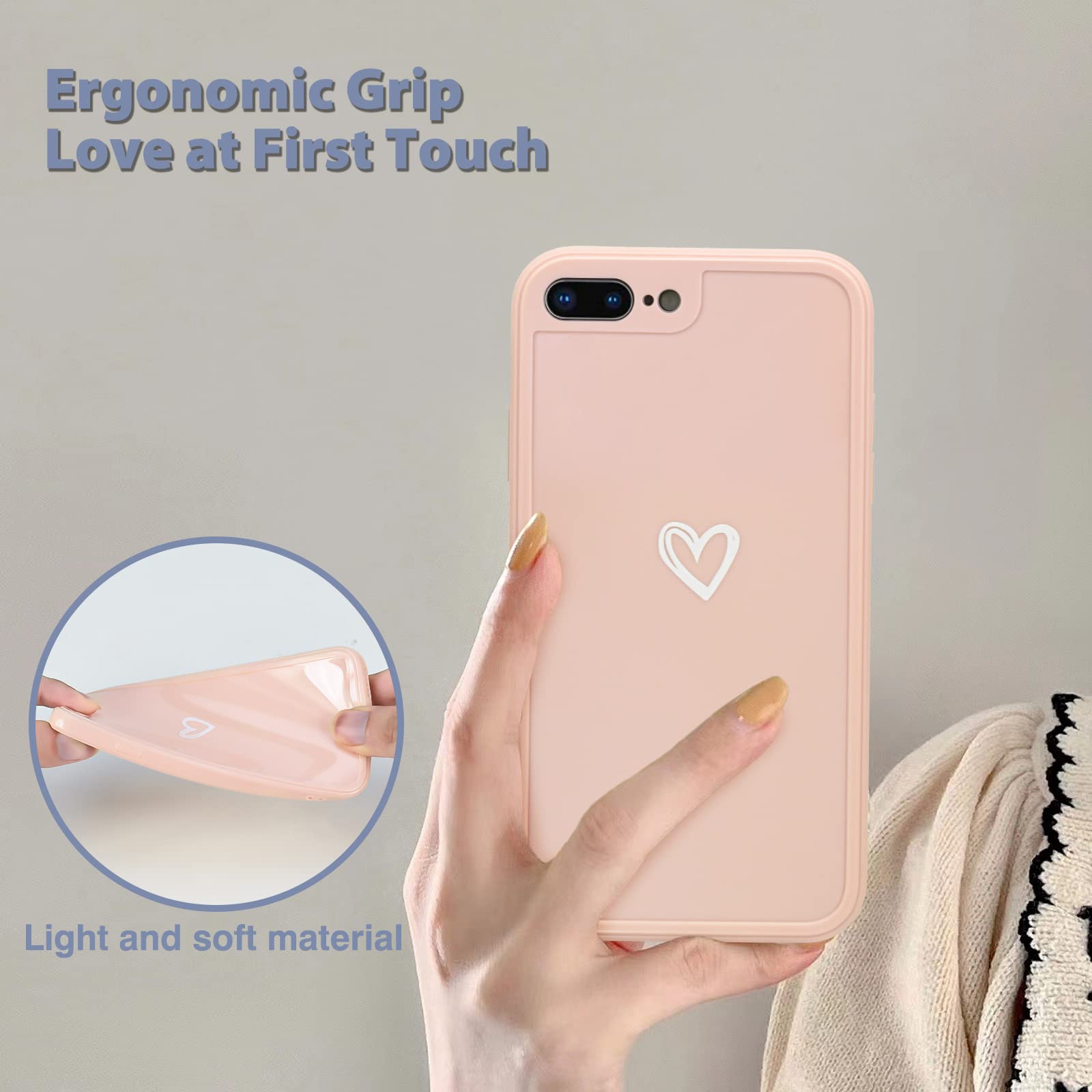 Custodia Newseego Per IPhone 7/8 Plus | Morbida Al TPU Con Simpatici Cuori | Cover Carina Per Ragazze | Antiurto E Sottile Con Foro Per Cordino - 5