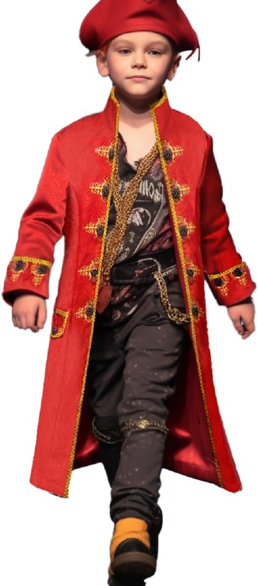 Boy's Steampunk Gothic Victorian Coat Uniform Halloween Costume Jacket