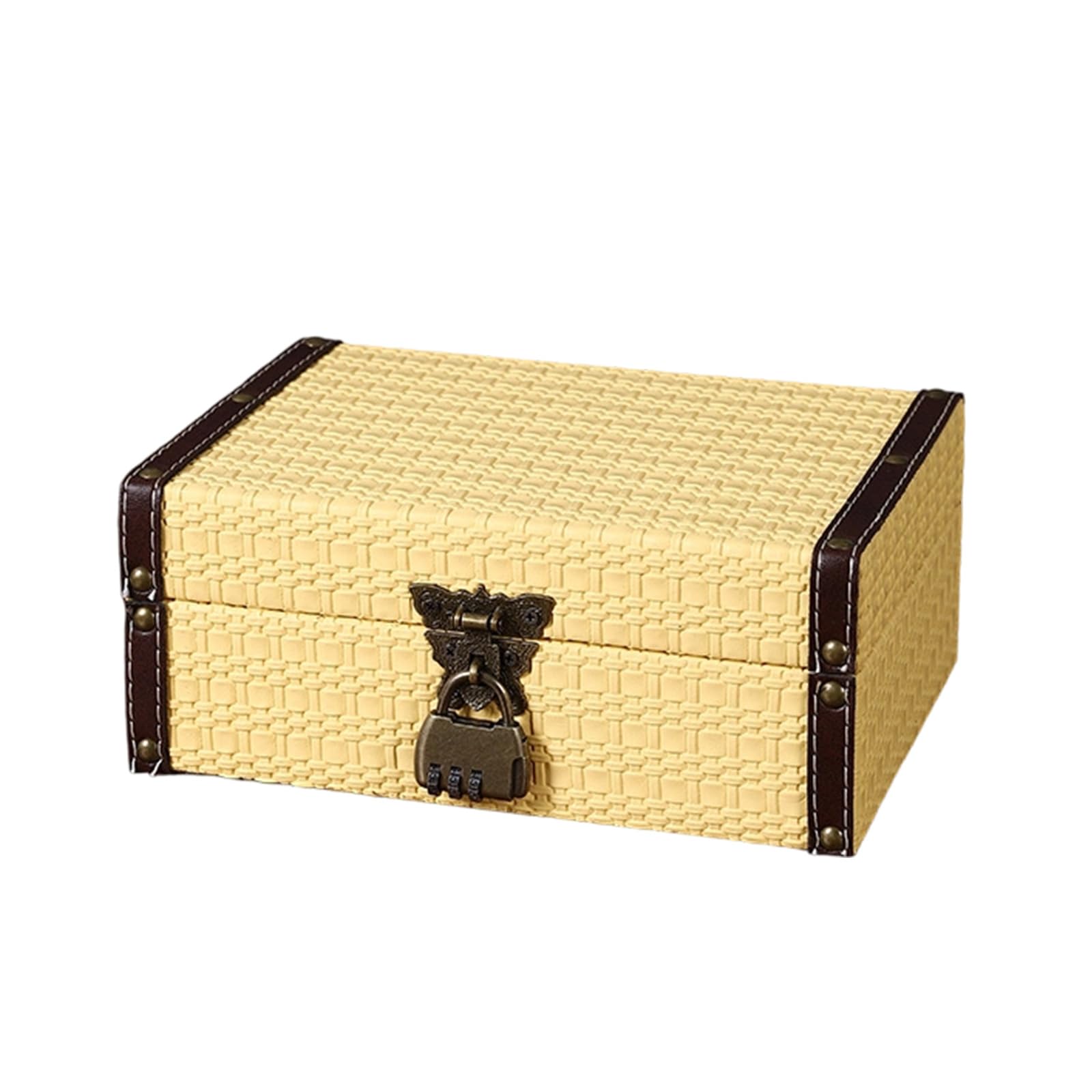 Hsioluted Portable Storage Case with and Leather Finish for Secure Keeping of Jewelry Files and Belongings Room Portable Storage Container Box Featuring Leather Covered Wooden Design Big Compartment
