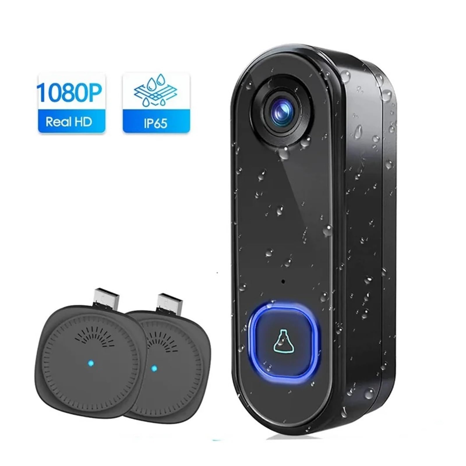 Timbre con vídeo Inteligente Timbre WiFi, Timbre Visual, Almacenamiento en la Nube, Control Remoto por teléfono móvil, Portero automático antirrobo oficinas y hogares