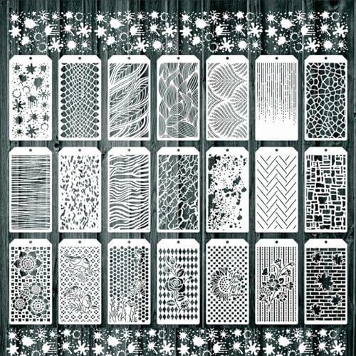 WOFEU 21 Stück Malerei Schablonen - Pflanzen & Möbel Dekorative Schablonen für Holz DIY & Stoff Home Décor