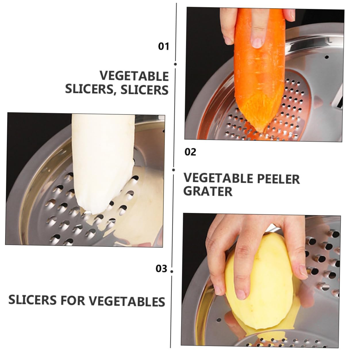 ABOOFAN Rallador y Cortador de Verduras de Cocina de Pelador y Rebanador para Lavabo y Preparar Ensaladas Cuenco de Acero Inoxidable