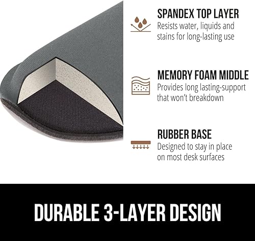 Miniatura 6 de Gorilla Grip - Reposamuñecas ergonómico de espuma viscoelástica de gel suave para teclado y mouse, antideslizante, para aliviar el dolor al