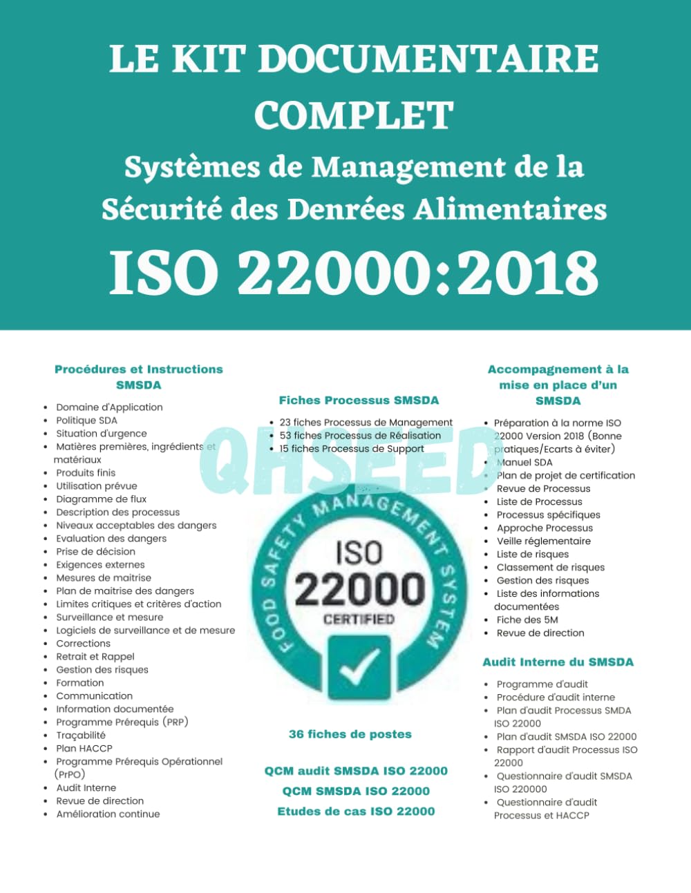 MA DOCUMENTATION COMPLÈTE ISO 22000 VERSION 2018: Système de Management de la Sécurité des Denrées Alimentaires