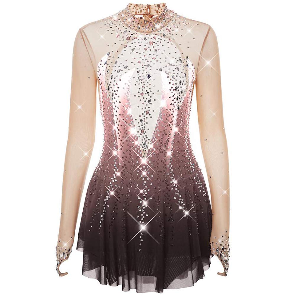Abiti da Gara di Pattinaggio Artistico Professionale per Donne Costume da Pattinaggio su Ghiaccio per Bambine Body da Ginnastica Artistica A Maniche Lunghe Sfumatura di Moda