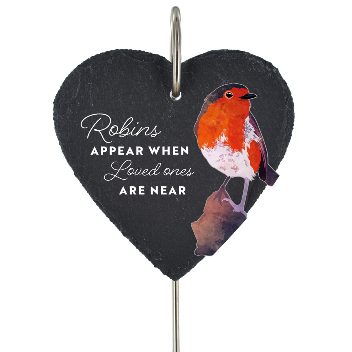 Global Designs Robin Appear Grave Stick Marker Plaque Ornament Memorial Slate Sentimental Tribute Graveside Decor 25x11cm