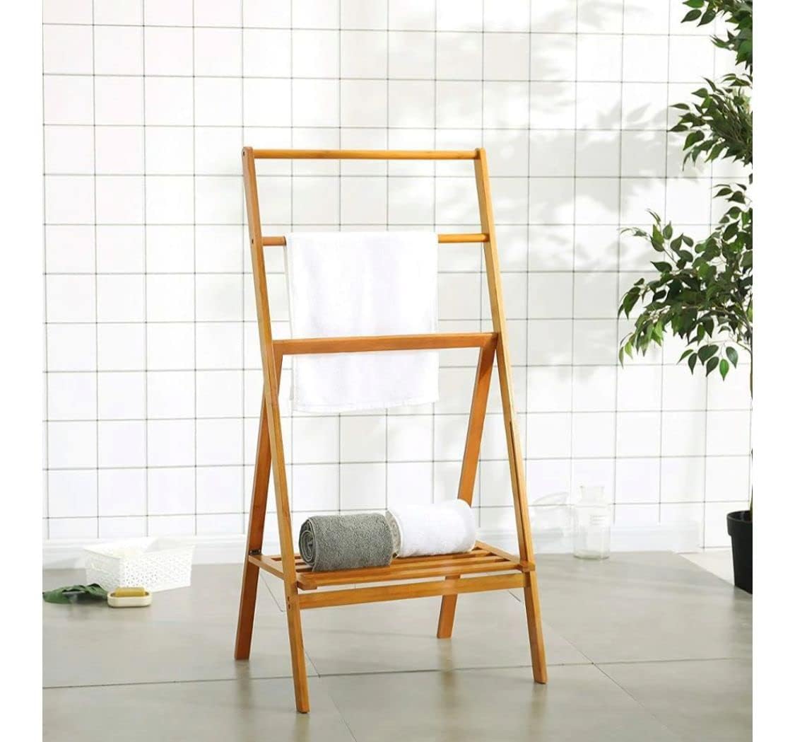 Towel Ladder - Wooden Rack Rail Blanket, Towel, Clothes, Linen Railing Hanger for Bathroom, Bedroom Wooden Towel Holder 3 Tier-picture-13