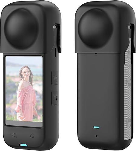 PULUZ Funda protectora de silicona para Insta360 X4 con tapa de lente, cubierta protectora suave para la cámara y protector de lente estándar para