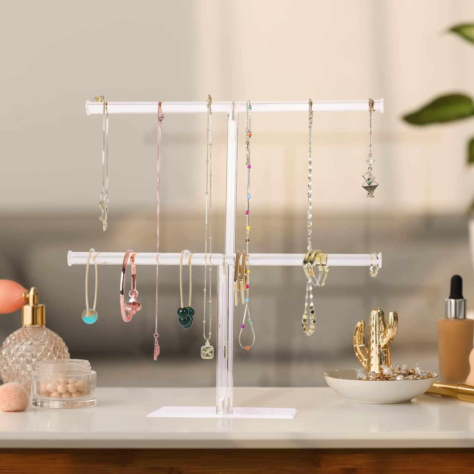 Aegistus Jewelry Stand Necklace Holder, Acrylic Jewelry Display Holder, Necklace and Bracelet Hanging Organizer - Image 4