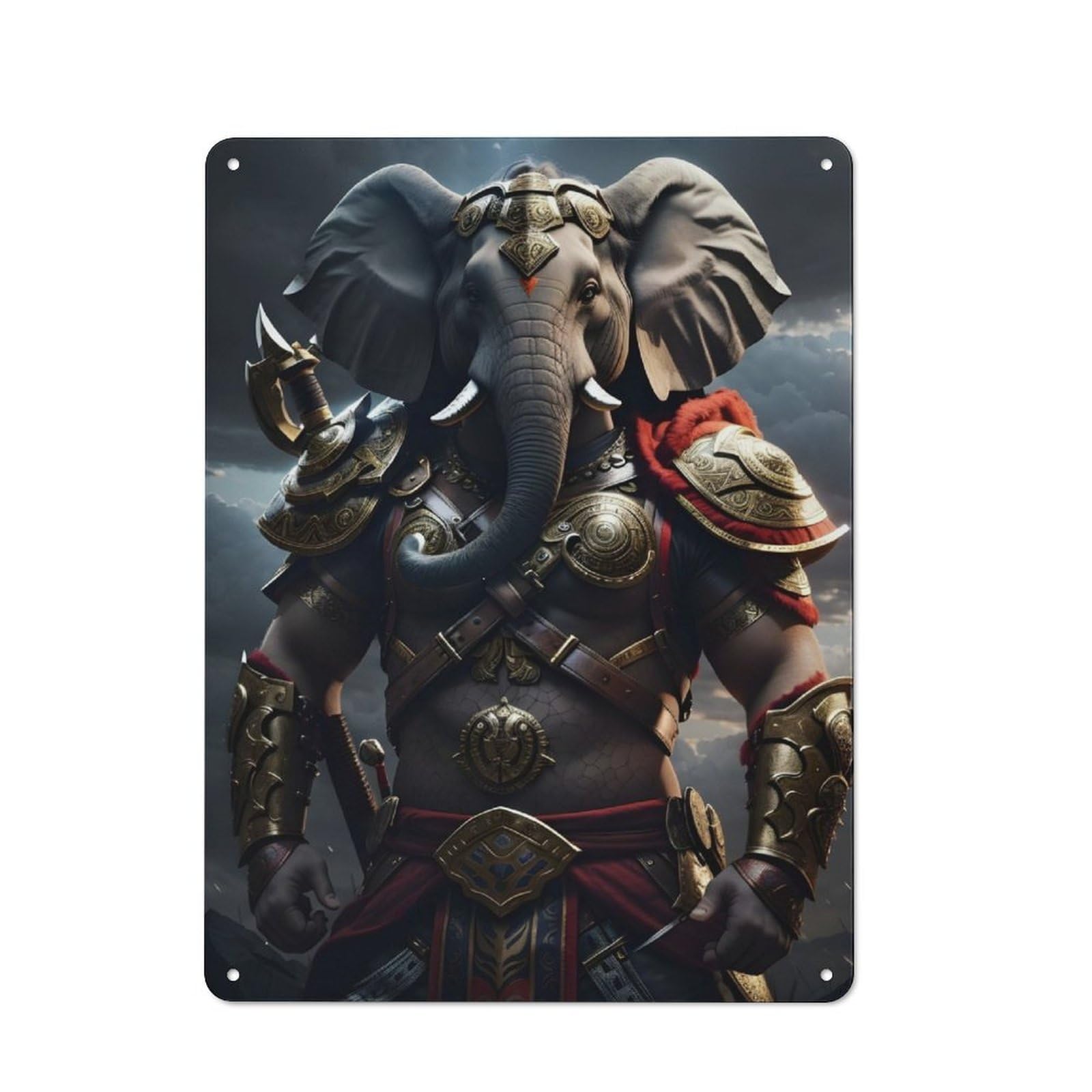 Junmoney Elephant Armor Kingdom Retro-Style Metal Plaque 40X30cm For Kitchen Or Home Bar, Gift For Home Bar Enthusiasts During The Christmas Season
