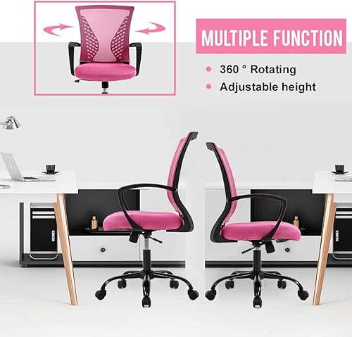 Miniatura 5 de Silla de oficina, silla de escritorio, silla de computadora con soporte lumbar, reposabrazos de respaldo medio, giratoria, silla ergonómica de malla