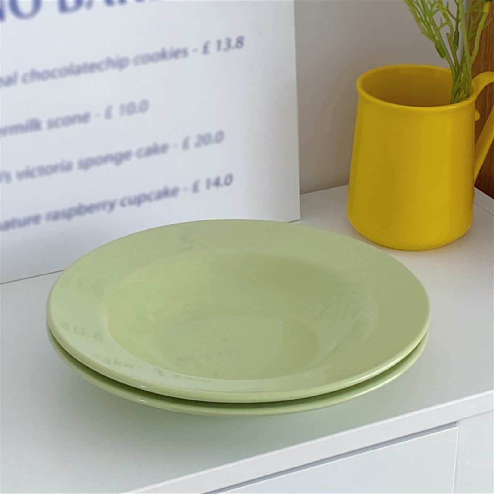 zastawa stołowa Prosta zielona miska na makaron ceramiczny talerz zupy domowa miska na zupę restauracja kawiarnia miska sałatkowa jednokolorowy talerz deserowy talerz na makaron okrągły głęboki talerz
