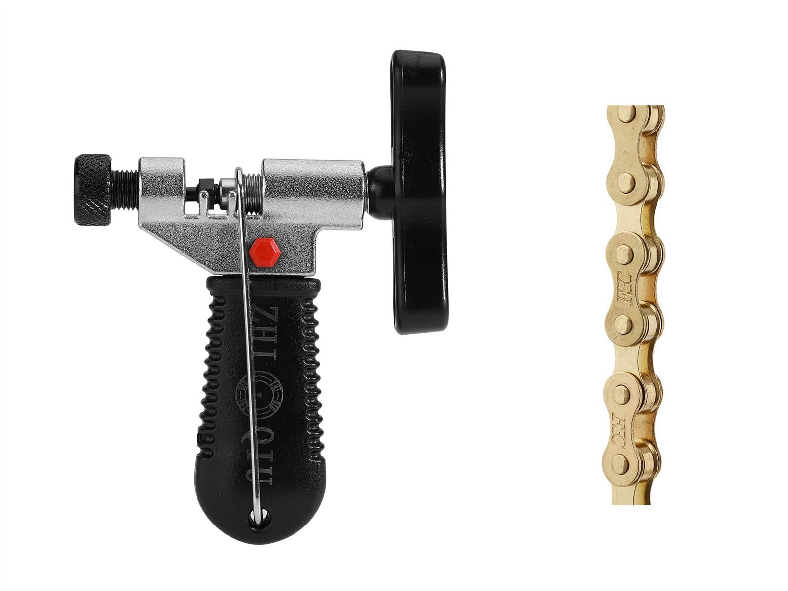 ZHIQIU FSC F410 1-Speed Bike Chains Single (1/2 x 1/8-Inch, 104L) (Gold+Chain tools)