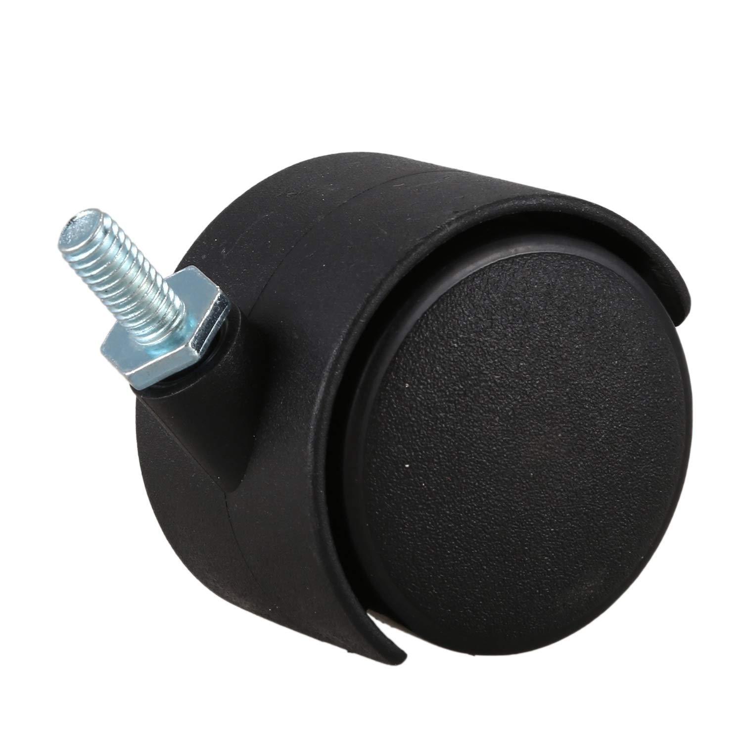 Drehbare Rolle mit Doppelrad, 6 mm Gewinde, 40 mm, Schwarz