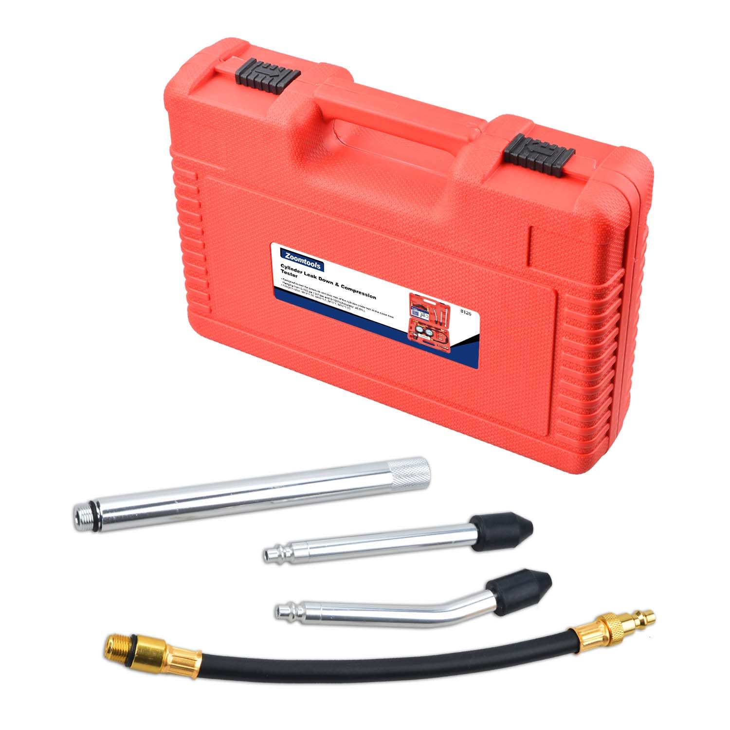 Kit per test di perdita del motore, motore a benzina, con asta di prolunga, per test di pressione e perdite, doppio manometro