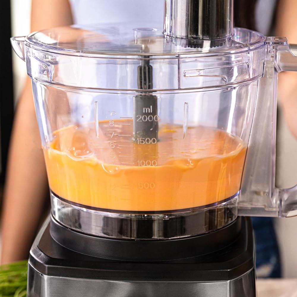Cecotec Food Processor Paprika 1300 Full, 2000W Power, Stainless Steel, 2 Speeds, 3 Cutting Disks, Includes Bowl 3.5 L, Can 1.8L and Citrus Juicer