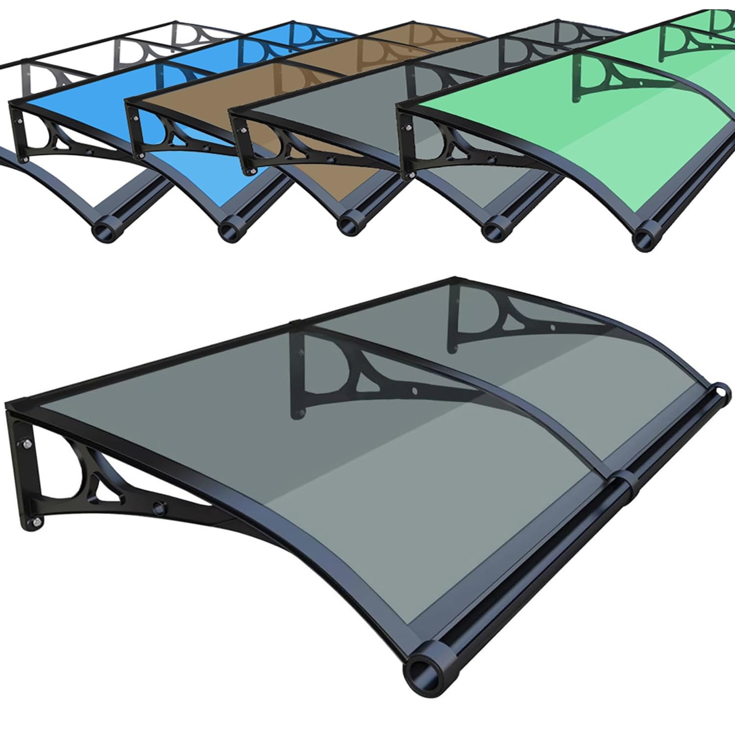 GJMSSMY Outdoor Door Canopy, Rain Protection Awning for Entrance, Polycarbonate Roof, 60x210cm, Dark Gray, Ideal for Garden and Entryway, Durable and Stylish Shelter
