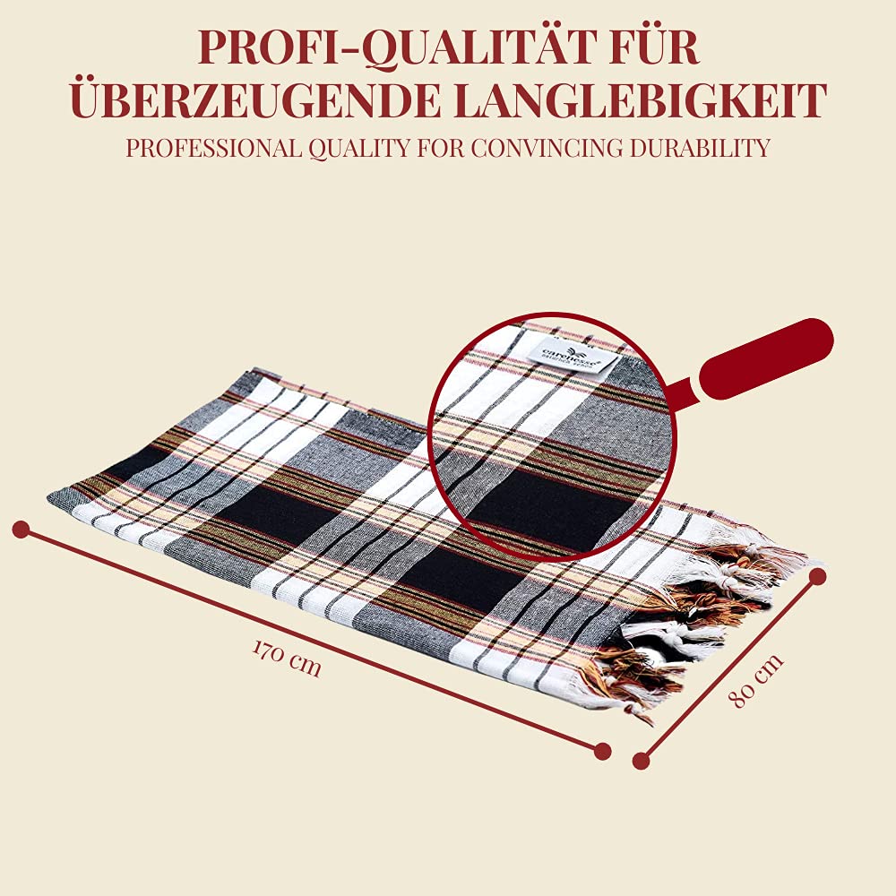 Carenesse Hamamdoek Classic 4-delige Set 80 X 170 Cm I Hamamhanddoeken 100 Katoen I 4x Absorberende Sneldrogende Pestemal Rood Blauw Zwart Paars Geruit I Hamam Strandhanddoek Saunahanddoek