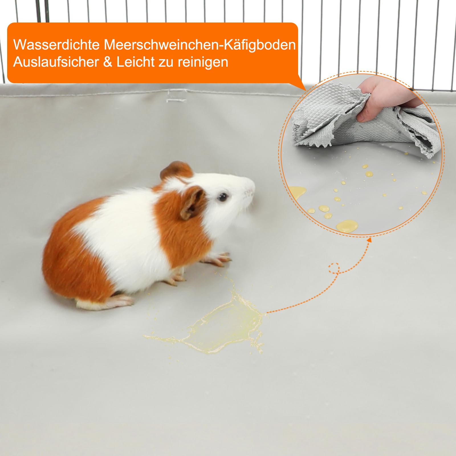 Fondo Impermeabile Per Gabbia Porcellini D'India E Conigli - 142x71 Cm, Grigio - Lavabile, Con Bordo Rialzato - Foto 2