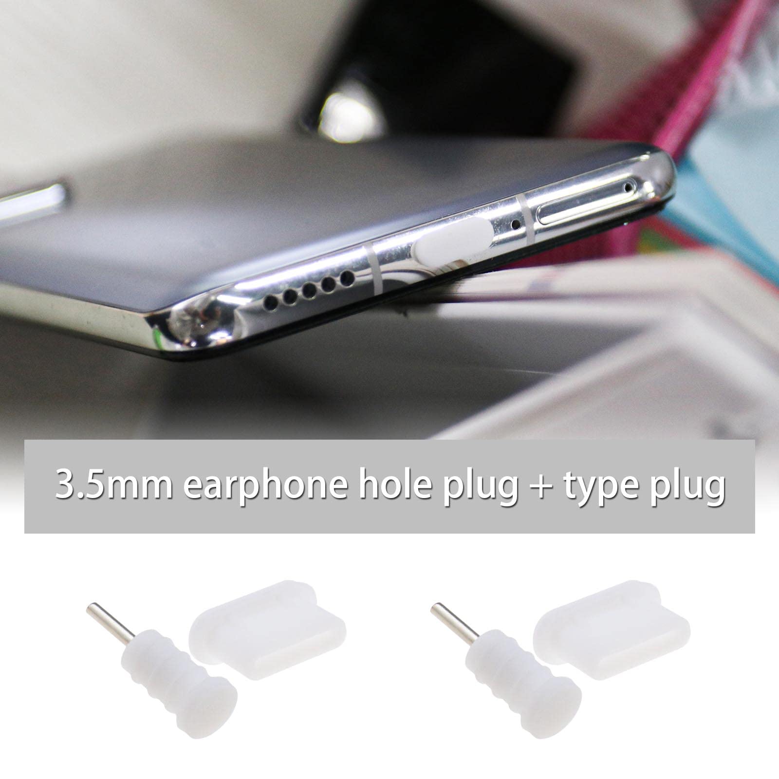 10 sztuk korek przeciwpyłowy typu C i gniazdo słuchawkowe 3,5 mm gumowe wtyczki przeciwpyłowe USB C białe dla wszystkich urządzeń typu C z systemem Android