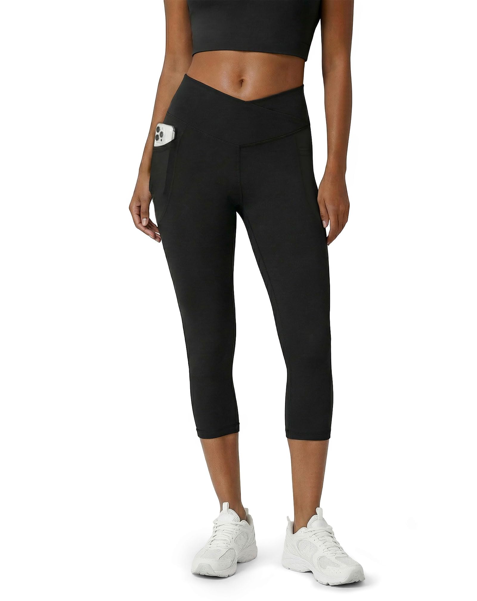 Yoga Capri Pants for Women Activewear Crossover High Waisted Athletic Leggings Workout Running