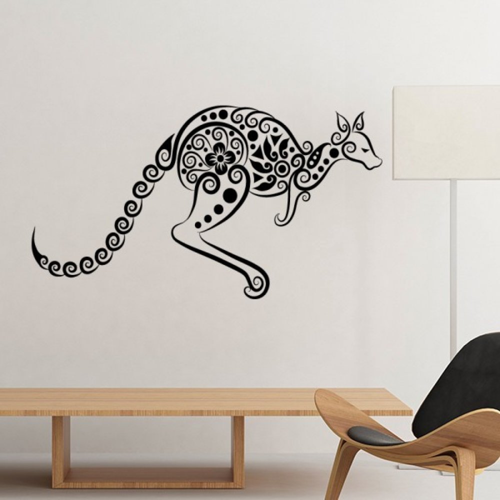 Sticker mural kangourou amovible pour masquer imperfections mur