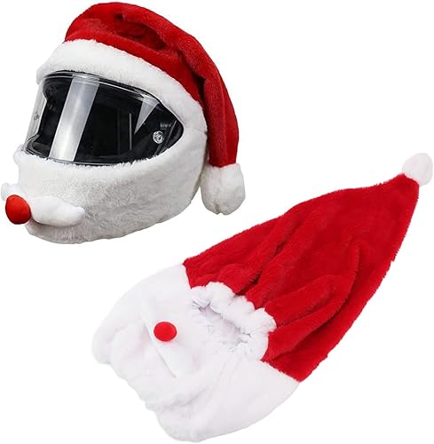 Christmas Santa Motorcycle Helmet Cover Nativity Helmet Cover, Santa Claus Xmas Hat Decoration Plush Scratch Proof Motorcycle Helmet Hat for